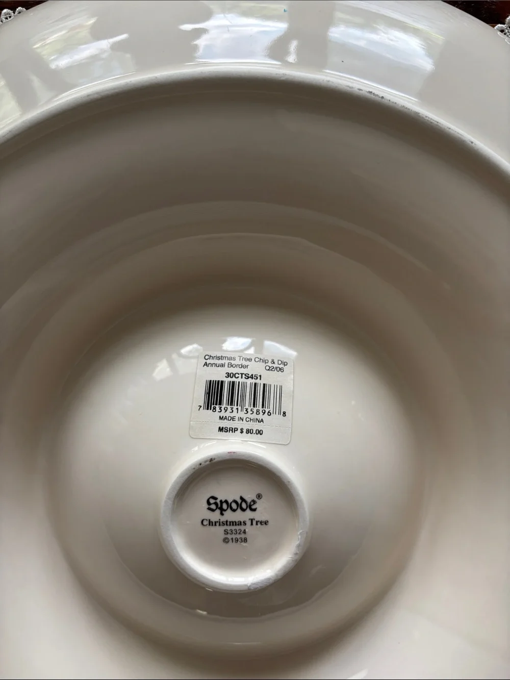 Spode Christmas Tree Chip & Dip Serving Bowl - Green/Red